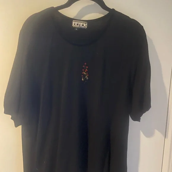 2 Pc Elegant Berek Christmas Knit Cardigan & Matching Tee w Bejeweled Trees L - Picture 6 of 11